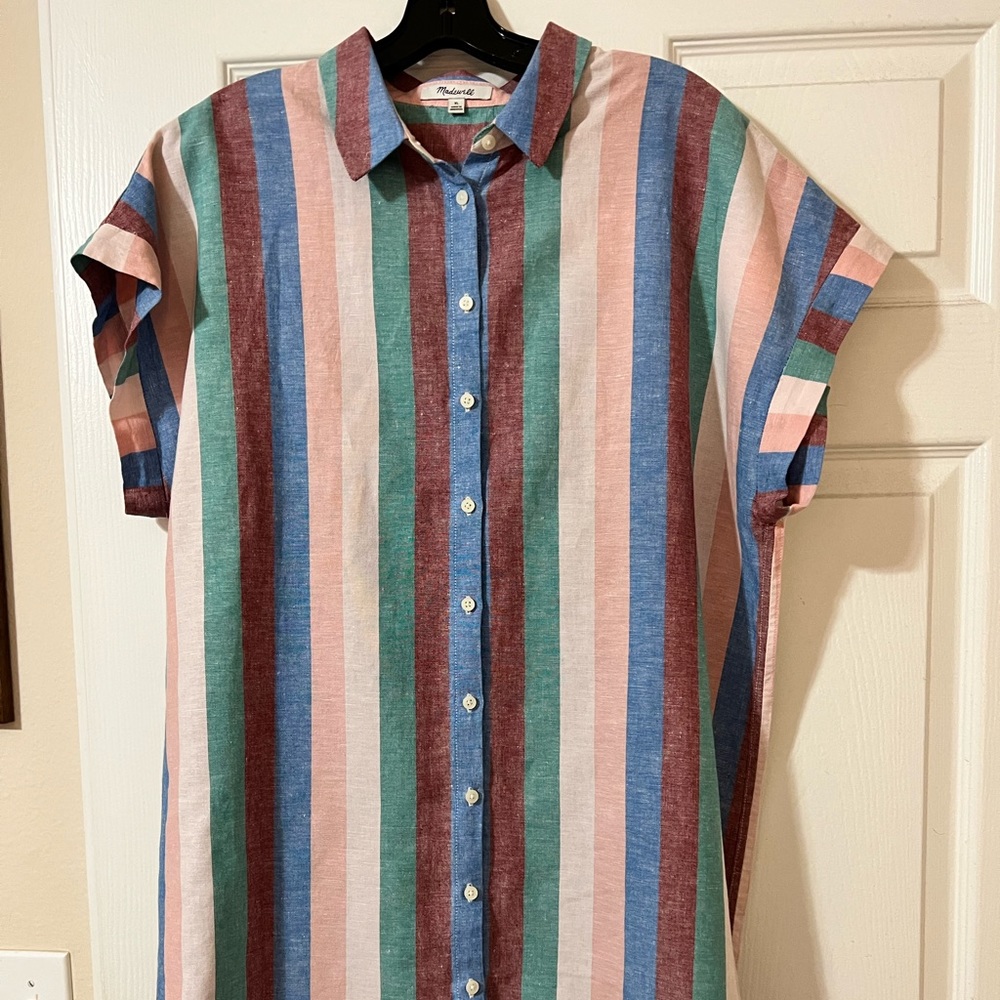 Madewell linen striped dress